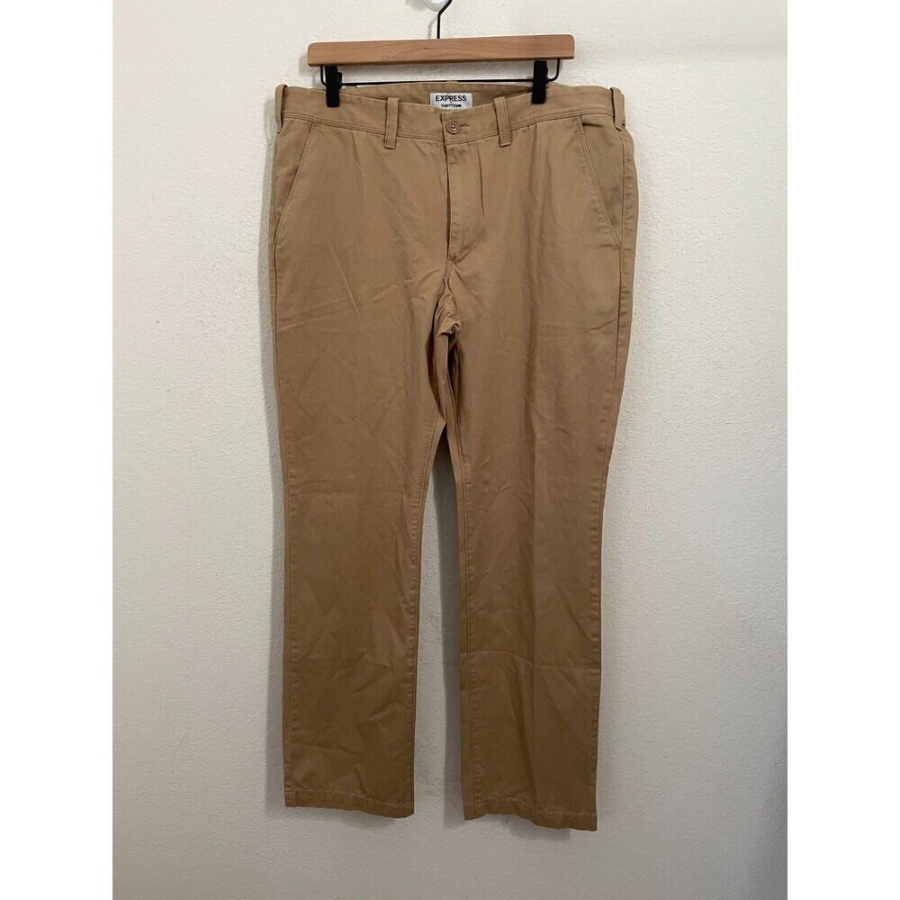 Express Slim Fit Finn Chino Pants Khaki Tan Men’s Size 36x32 Cotton Casual Work